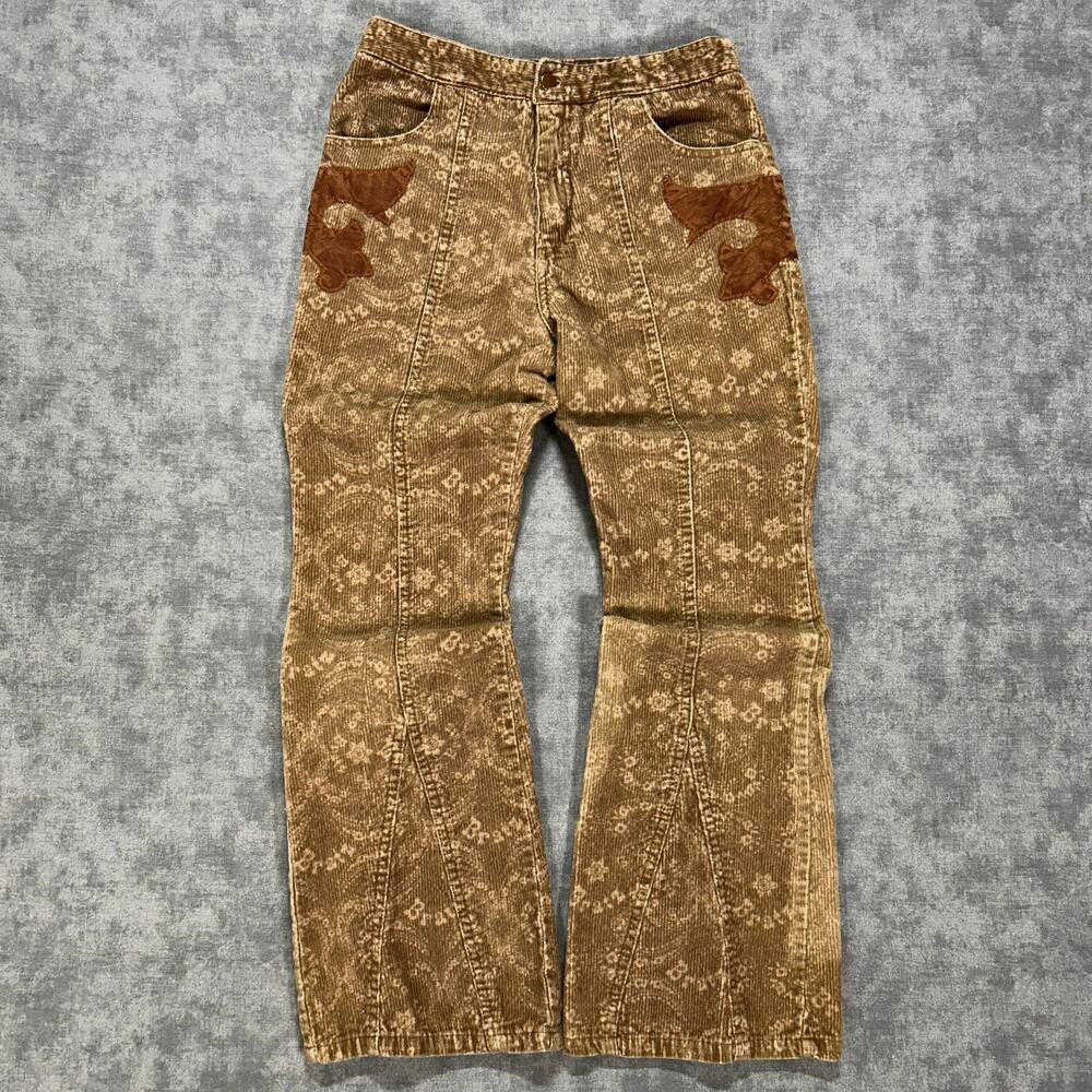 Vintage 2003 Bratz Girls Corduroy Pants Youth 10/12 Y2K Brown Embroidered Flare